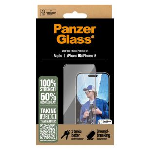 PanzerGlass Ultra-Wide Fit Anti-Bacterial Screenprotector iPhone 16