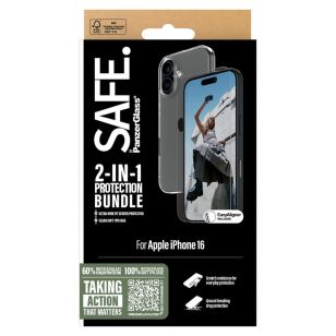 PanzerGlass SAFE 2- in-1 pack - TPU Clear Case + Ultra-Wide Fit Screenprotector iPhone 16