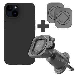 Accezz EasyLock telefoonhouder auto - inclusief hoesje iPhone 15 - Ventilatierooster - 360 graden draaibaar - Zwart