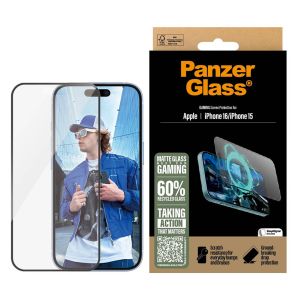 PanzerGlass Gaming Screenprotector Ultra Wide Fit met applicator iPhone 16