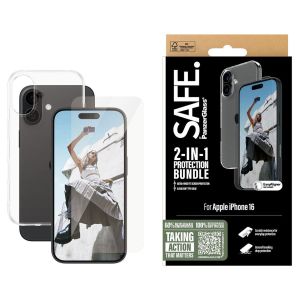 PanzerGlass SAFE 2- in-1 pack - TPU Clear Case + Ultra-Wide Fit Screenprotector iPhone 16