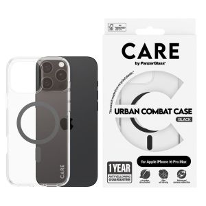 PanzerGlass CARE Urban Combat Case MagSafe iPhone 16 Pro Max - Transparant / Zwart