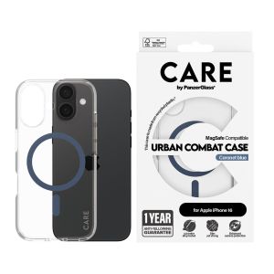 PanzerGlass CARE Urban Combat Case MagSafe iPhone 16 - Transparant / Blauw