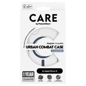 PanzerGlass CARE Urban Combat Case MagSafe iPhone 16 - Transparant / Blauw