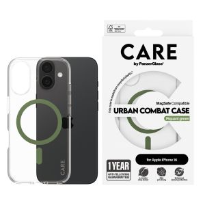 PanzerGlass CARE Urban Combat Case MagSafe iPhone 16 - Transparant / Groen