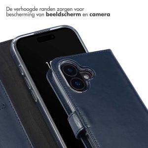 Selencia Echt Lederen Bookcase iPhone 16 - Blauw