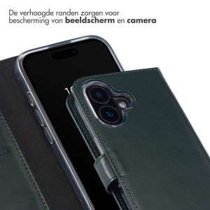 Selencia Echt Lederen Bookcase iPhone 16 - Groen