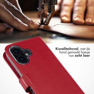 Selencia Echt Lederen Bookcase iPhone 16 - Rood