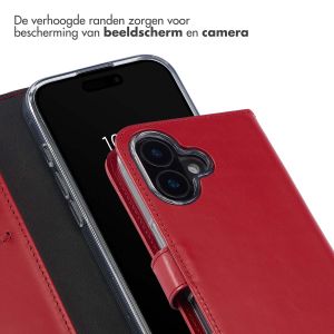 Selencia Echt Lederen Bookcase iPhone 16 - Rood