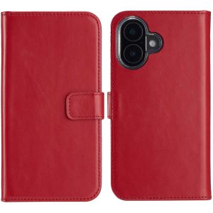 Selencia Echt Lederen Bookcase iPhone 16 - Rood