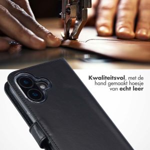 Selencia Echt Lederen Bookcase iPhone 16 - Zwart