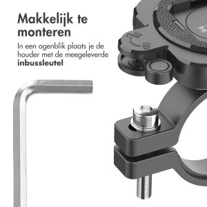 Accezz EasyLock telefoonhouder fiets - inclusief hoesje iPhone 15 Pro - Aluminium - 360 graden draaibaar - Zwart