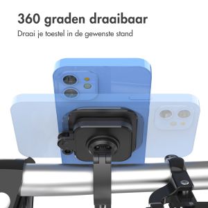 Accezz EasyLock telefoonhouder fiets - inclusief hoesje iPhone 15 Pro - Aluminium - 360 graden draaibaar - Zwart