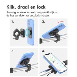 Accezz EasyLock telefoonhouder fiets - inclusief hoesje iPhone 14 - Aluminium - 360 graden draaibaar - Zwart