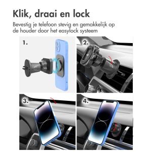 Accezz EasyLock telefoonhouder auto - inclusief hoesje iPhone 15 - Ventilatierooster - 360 graden draaibaar - Zwart