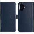 Selencia Echt Lederen Bookcase iPhone 16 - Blauw