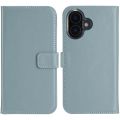 Selencia Echt Lederen Bookcase iPhone 16 - Air Blue