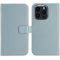 Selencia Echt Lederen Bookcase iPhone 16 Pro Max - Air Blue